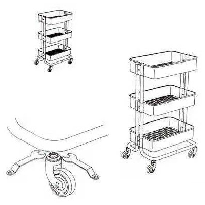 3 Tiers Height Adjustable Storage Rack Trolley Sturdy Cart Slim Rolling Trolley With Wheels for Kitchen 
