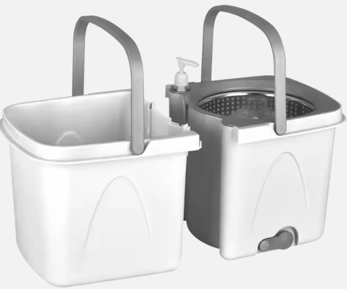 Portable 360 Rotating Mop System with Easy Clean Flat Handle Wet/Dry Use Separate Dirty Clean Water Bucket Wringer Set