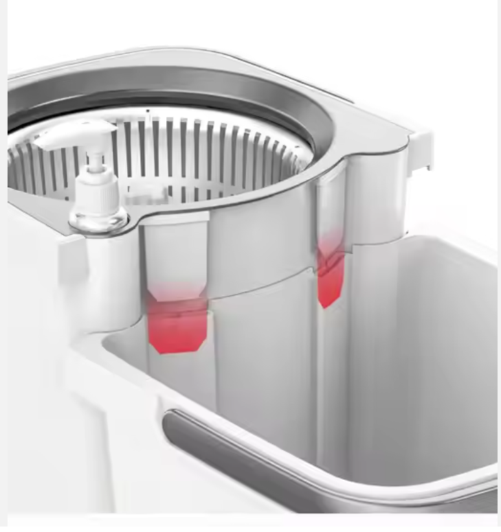 Portable 360 Rotating Mop System with Easy Clean Flat Handle Wet/Dry Use Separate Dirty Clean Water Bucket Wringer Set