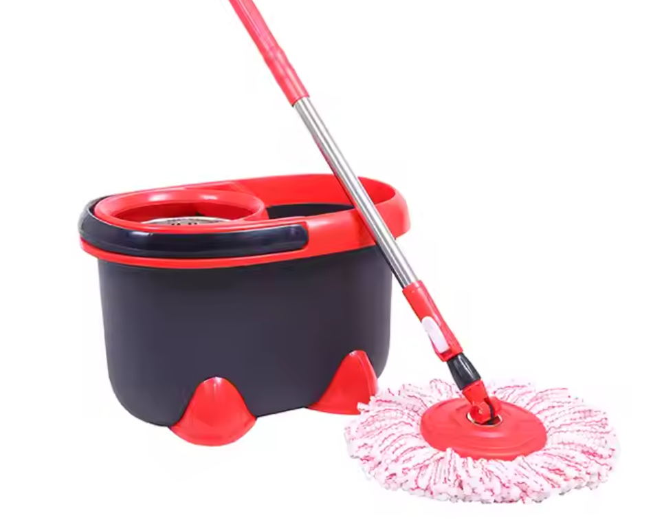 360 Magic Spin Floor Cleaning Mop Set Steel Bucket Easy Operation Durable Cotton Metal Mop Head Pattern Head Shape