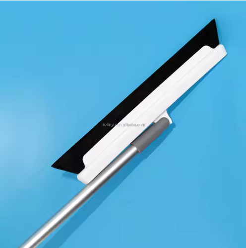 LINYU Eco-Friendly Indoor Cleaning Squeegee Plastic Handle Steel Head Soft Bristles White Screen Printing FLOOR Stocked Product