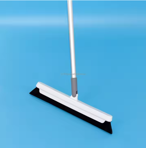 LINYU Eco-Friendly Indoor Cleaning Squeegee Plastic Handle Steel Head Soft Bristles White Screen Printing FLOOR Stocked Product