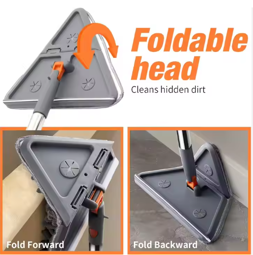 Microfiber Dust Wall Mop with Extensible Magic Handle Indoor Cleaning Flat Triangle Chenille Broom