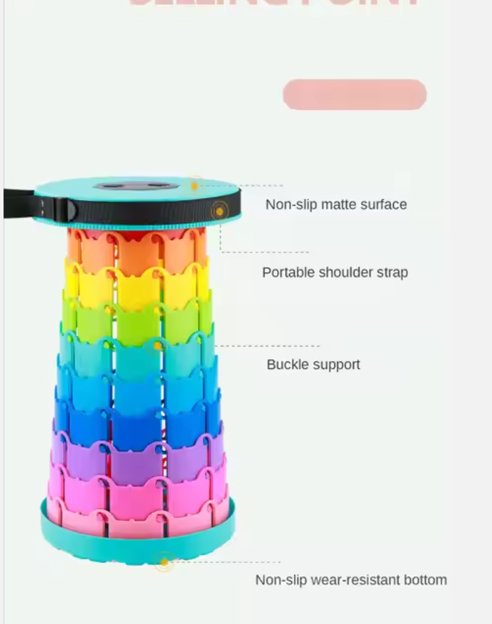 Modern Design Telescopic Outdoor Plastic Stool Chair Foldable Retractable Furniture