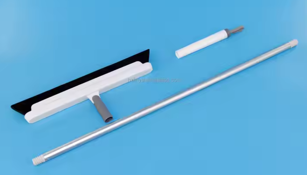 LINYU Eco-Friendly Indoor Cleaning Squeegee Plastic Handle Steel Head Soft Bristles White Screen Printing FLOOR Stocked Product