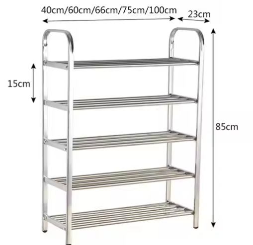 Modern Simplicity Stainless Steel Three-Layer Shoe Rack Multifunctional Dinnerware Stand with Cleaning Tools Metal Material