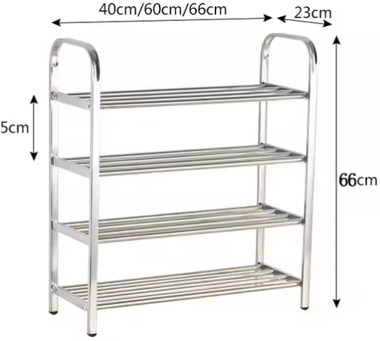 Modern Simplicity Stainless Steel Three-Layer Shoe Rack Multifunctional Dinnerware Stand with Cleaning Tools Metal Material