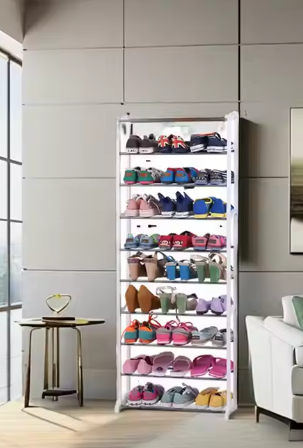 Modern Black Metal Shoe Storage Portable Organizer Wood Panel Style for Home Furniture for Living Room Entry