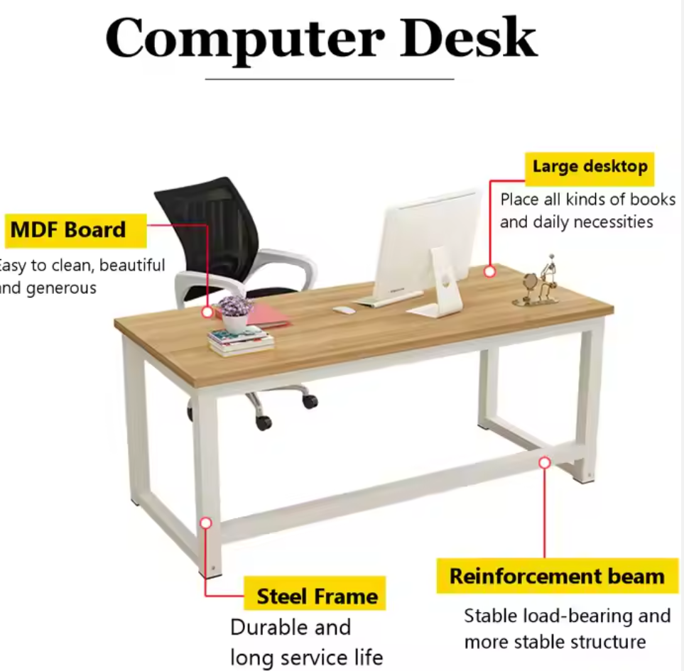 Modern Metal Office Desks with Wooden Panel for Meetings and Events