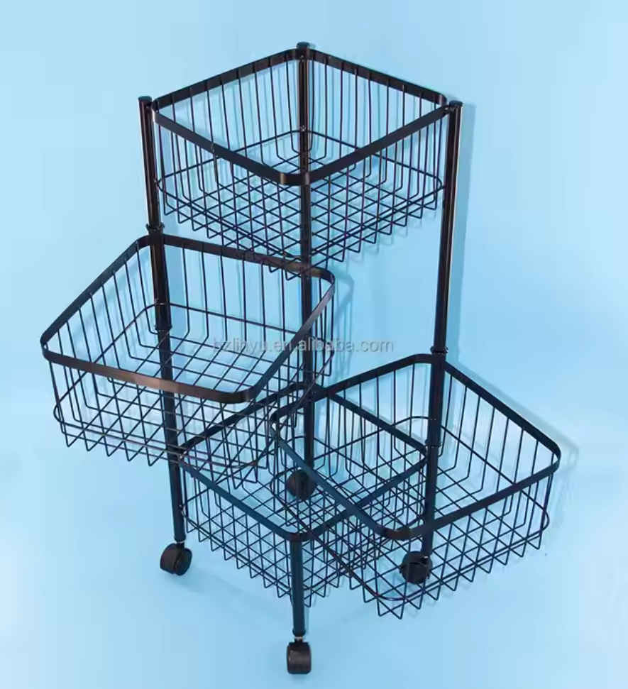 Modern High Quality Portable Metal Rolling Cart with Rotational Shelves Kitchen Spice Storage Trolley Organizer for Dinnerware