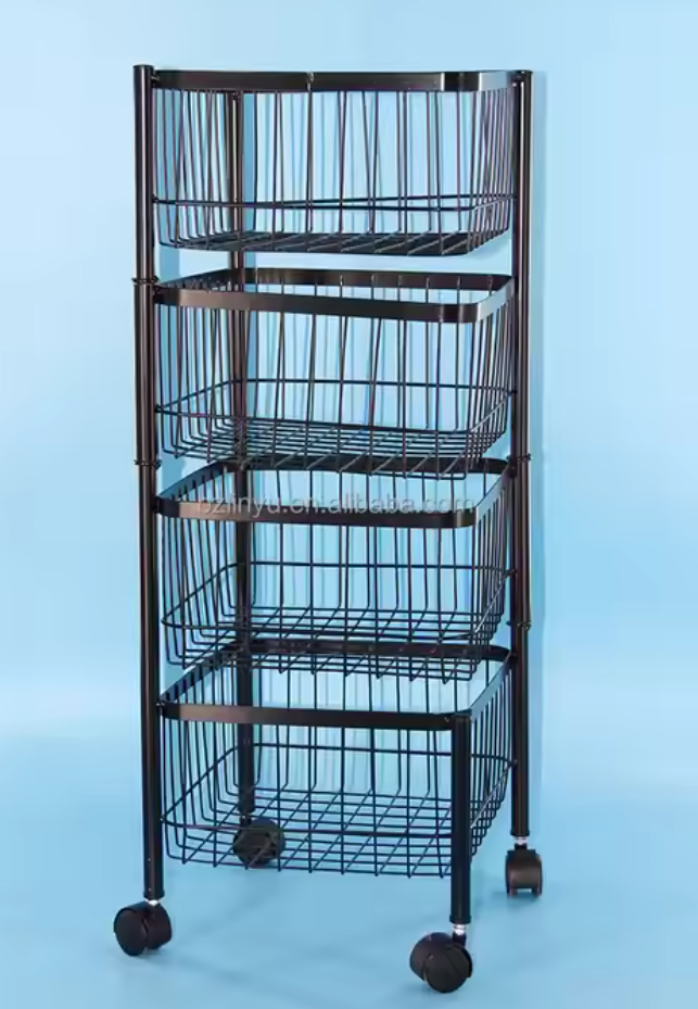 Modern High Quality Portable Metal Rolling Cart with Rotational Shelves Kitchen Spice Storage Trolley Organizer for Dinnerware