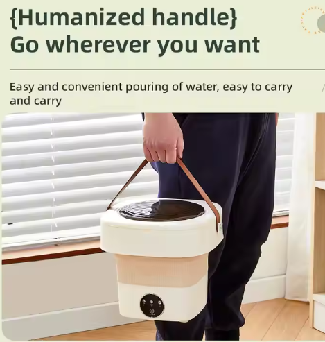 Portable Mini Smart Laundry Machine Semi-Automatic Single Tub with Foldable Basket Bucket Spin Motor Washing