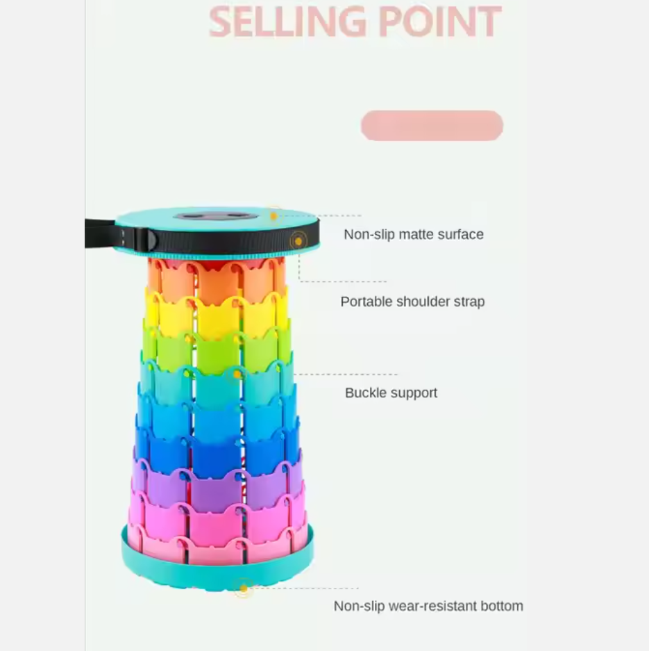 Modern Design Telescopic Outdoor Folding Chair Retractable Plastic Travel Stool Ottomans Collapsible Furniture