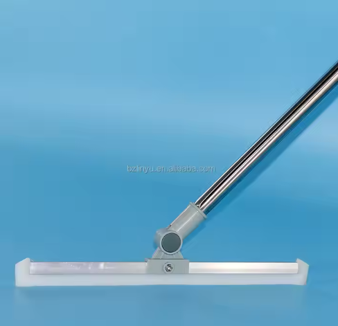 High Quality Medium-Size Stainless Steel Silicone Floor Scraper Custom Cleaning Squeegee Plastic Handle Direct Factory Supply