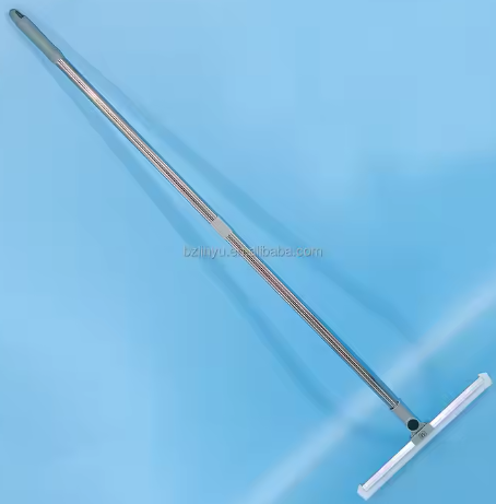 High Quality Medium-Size Stainless Steel Silicone Floor Scraper Custom Cleaning Squeegee Plastic Handle Direct Factory Supply