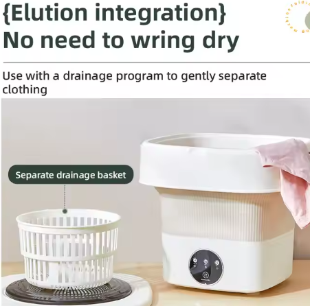 Semi-Automatic Mini Washing and Drying Machine Single Tub with Spin Motor and Foldable Basket Portable Laundry Clothes Loader