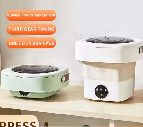 Semi-Automatic Mini Washing and Drying Machine Single Tub with Spin Motor and Foldable Basket Portable Laundry Clothes Loader