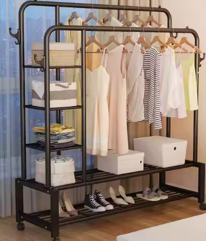 Modern Style Folding Clothes Rack Living Room Furniture for Home Bedroom Balcony Floor Drying Rod Hanging Rod for DryinClothes