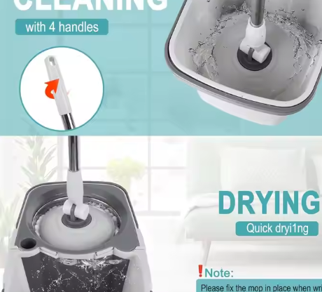 360 Degree Mop Separation Set with Telescopic Handle Household Cleaning Round Head Shape Convenient and Easy to Use