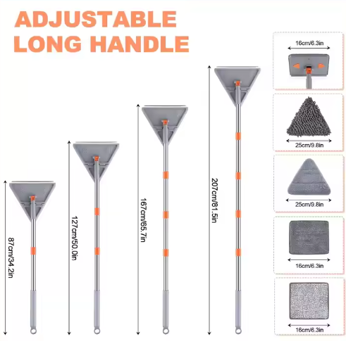 Indoor Window Cleaning Rectangle Mop Set Household Wash Glass Tool with Steel Pole Window Cleaning Rectangle Mop