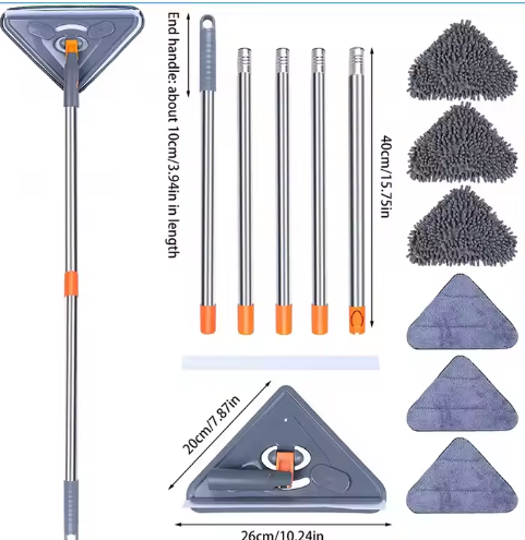 Indoor Window Cleaning Rectangle Mop Set Household Wash Glass Tool with Steel Pole Window Cleaning Rectangle Mop