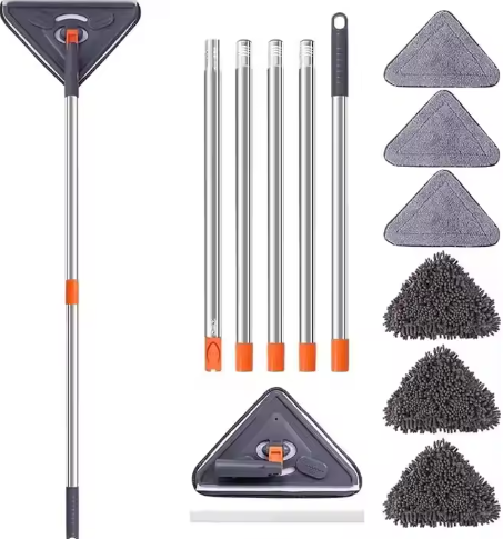 Indoor Window Cleaning Rectangle Mop Set Household Wash Glass Tool with Steel Pole Window Cleaning Rectangle Mop