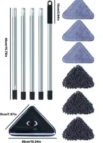 Indoor Window Cleaning Rectangle Mop Set Household Wash Glass Tool with Steel Pole Window Cleaning Rectangle Mop
