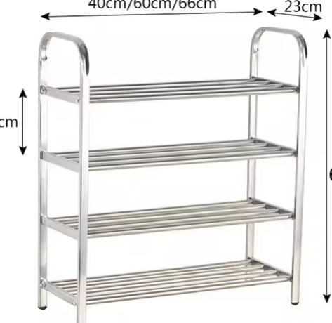 Modern Stainless Steel Expandable Adjustable Shoe Shelf Multi-Layer Standing Type Storage Organizer Rack Cleaning Tools Included