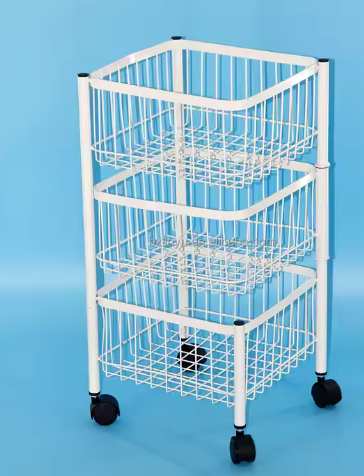 Customizable Modern Kitchen Organizer Four-Wheeled Removable Metal Frame Fruit Storage Rack Four Wheels Three-Tiered for Food