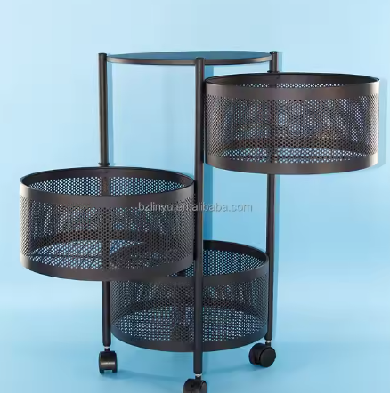 Multi-Layer Movable Metal Rack Organized Utility Cart for Kitchen Living Room Bathroom-for Fruit Vegetables Tools Food Storage