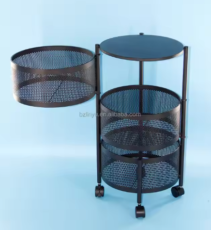 Multi-Layer Movable Metal Rack Organized Utility Cart for Kitchen Living Room Bathroom-for Fruit Vegetables Tools Food Storage