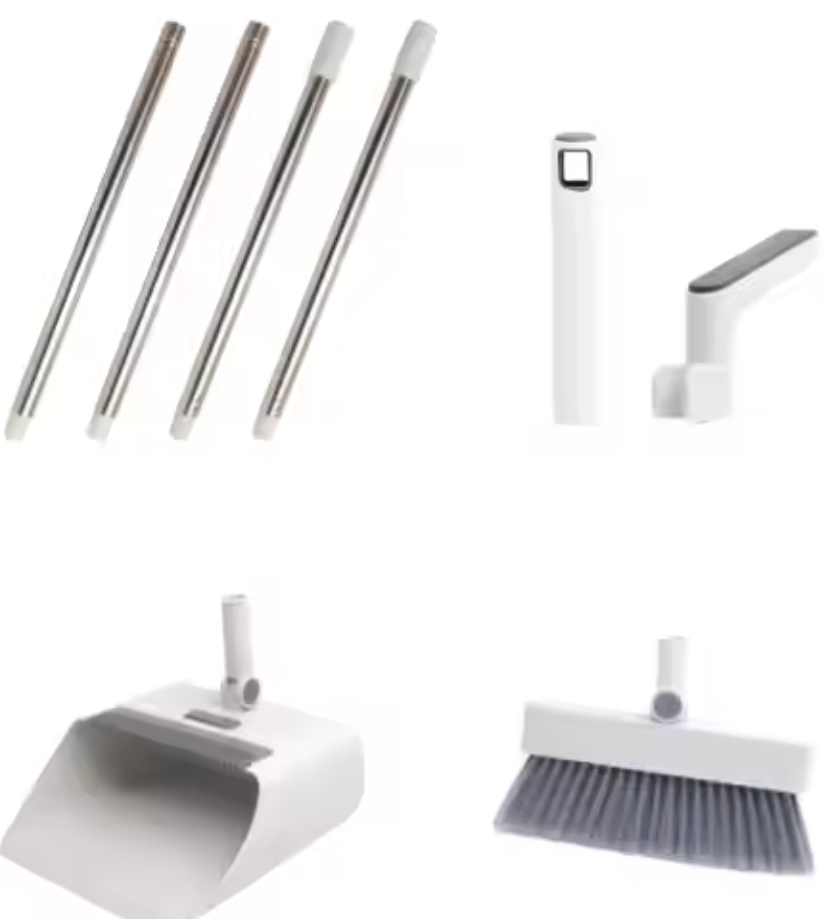 -in-1 Foldable Rotating Brush Set Long Handle Broom Dustpan Soft Bristles Cleaning Floor Brushes for Home Kitchen Room Office