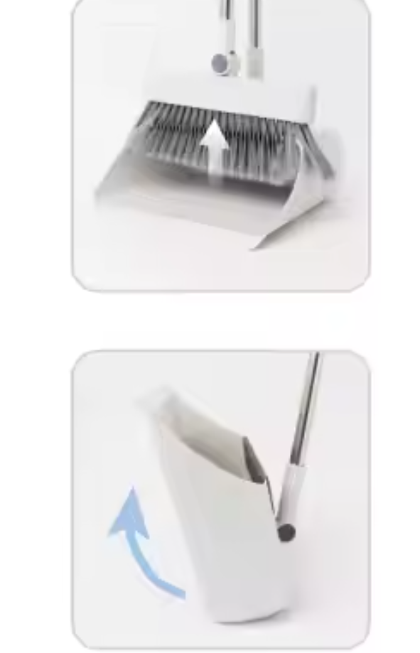 -in-1 Foldable Rotating Brush Set Long Handle Broom Dustpan Soft Bristles Cleaning Floor Brushes for Home Kitchen Room Office