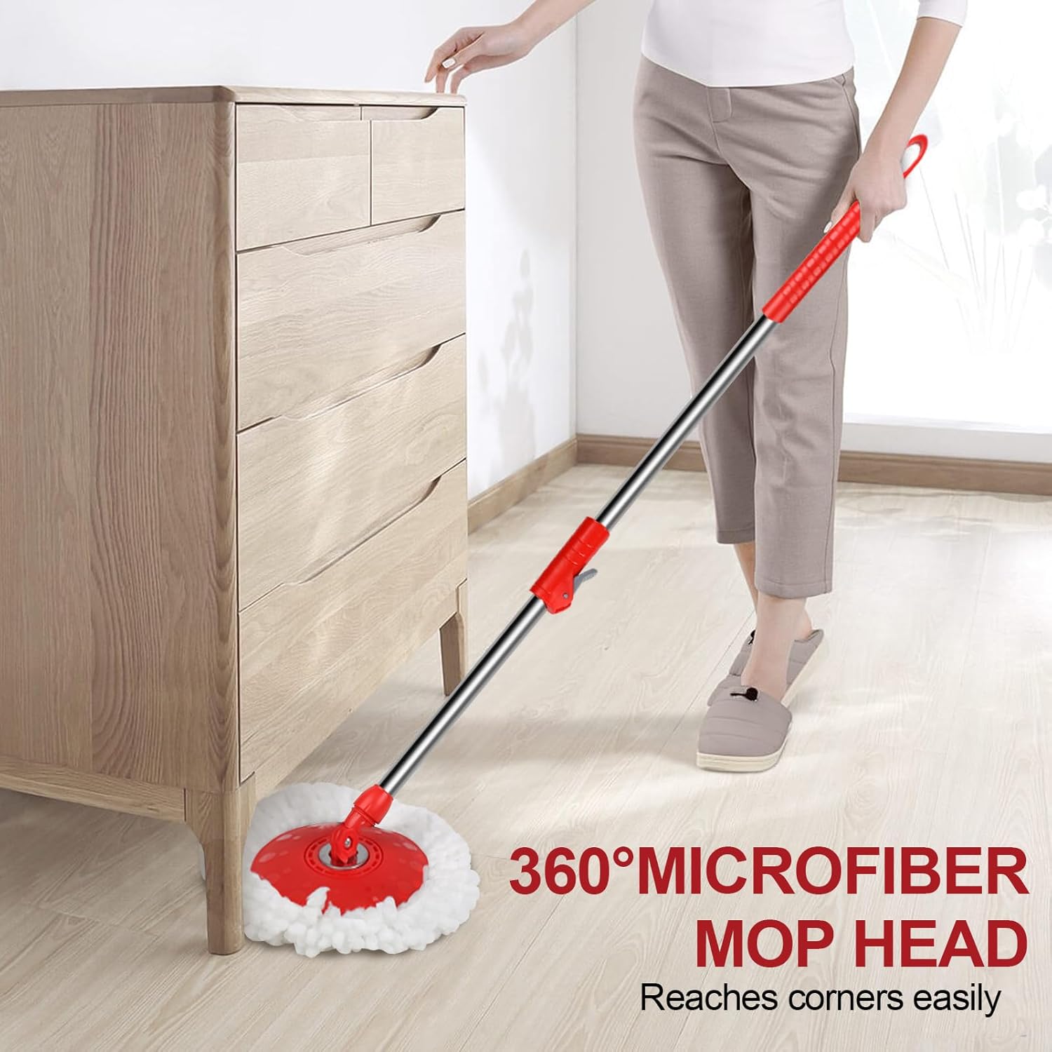 Mop Giratório Reforçado 2 Esfregões Balde Limpeza 360 Profis Preto Mop Giratório Reforçado 2 Esfregões Balde Limpeza 360 Profis Preto
