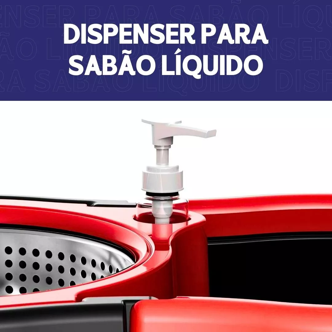 Mop Giratório Reforçado 2 Esfregões Balde Limpeza 360 Profis Preto Mop Giratório Reforçado 2 Esfregões Balde Limpeza 360 Profis Preto