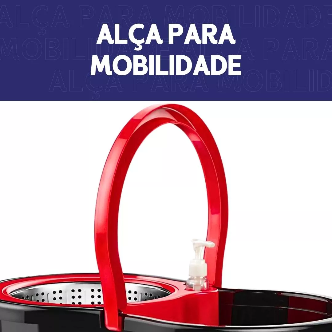 Mop Giratório Reforçado 2 Esfregões Balde Limpeza 360 Profis Preto Mop Giratório Reforçado 2 Esfregões Balde Limpeza 360 Profis Preto