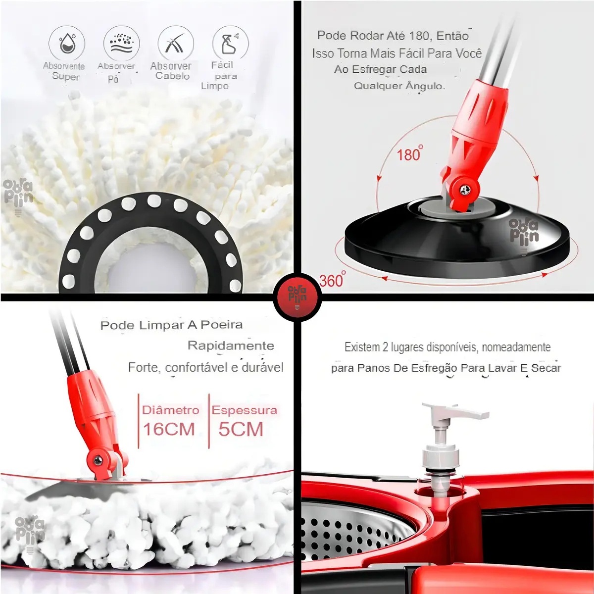 Mop Giratorio Cesto Em Inox Com Balde Centrífuga Limpeza Pesada Esfregao Giratorio Mope Profissional 14 Litros Marca Obraplin Mop Giratorio Cesto Em Inox Com Balde Centrífuga Limpeza Pesada Esfregao Giratorio Mope Profissional 14 Litros Marca Obraplin