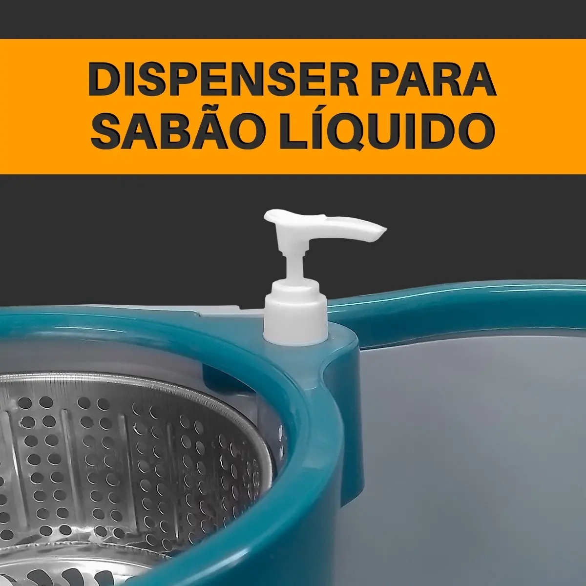 Mop Giratório Com Cesto Em Inox C/2 Refil E Para Sabão Cor Azul Mop Giratório Com Cesto Em Inox C/2 Refil E Para Sabão Cor Azul