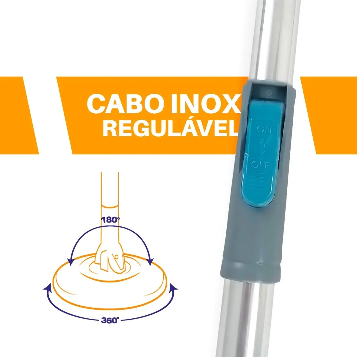 Mop Giratório Com Cesto Em Inox C/2 Refil E Para Sabão Cor Azul Mop Giratório Com Cesto Em Inox C/2 Refil E Para Sabão Cor Azul
