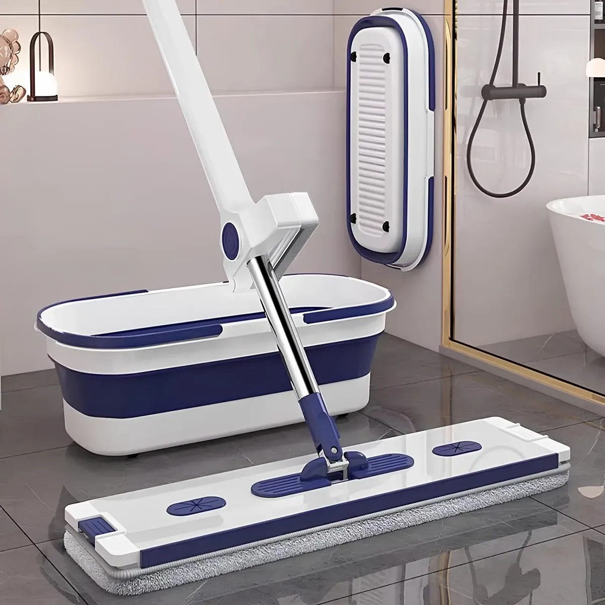 Mop Rodo Esfregão C/ Balde Sistema Torção Fácil Refil Extra Mop Rodo Esfregão C/ Balde Sistema Torção Fácil Refil Extra
