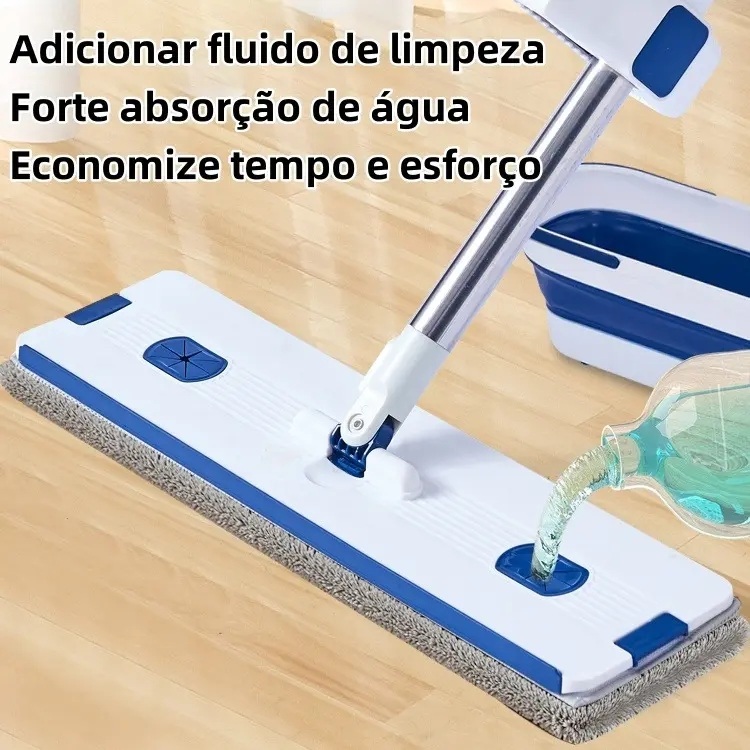 Mop Rodo Esfregão C/ Balde Sistema Torção Fácil Refil Extra Mop Rodo Esfregão C/ Balde Sistema Torção Fácil Refil Extra