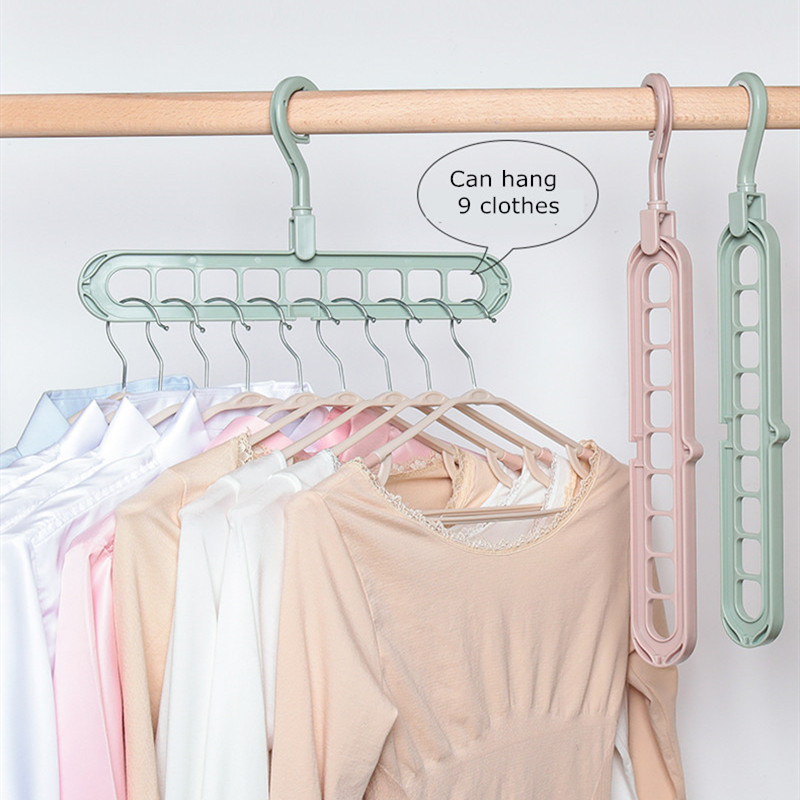 9 Holes Multi-fuction Wonder Closet Space Saver Organizer Hot Sale Rotatable Plain Colour Clothing Storage Magic Hanger