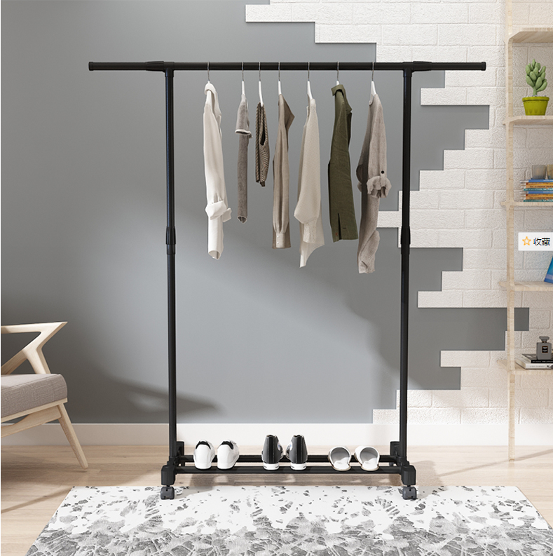 Adjustable Rolling Steel Clothes Hanger Organizer Garment Rack Heavy Duty Rail with Wheel Clothes Storage