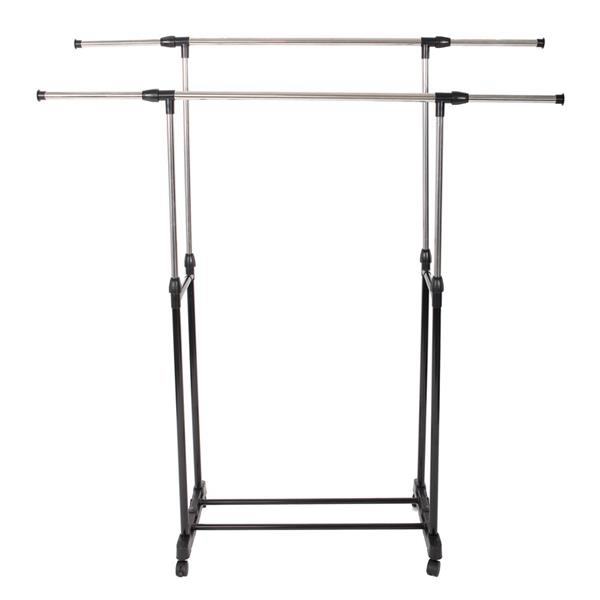 Adjustable Rolling Steel Clothes Hanger Organizer Garment Rack Heavy Duty Rail with Wheel Clothes Storage