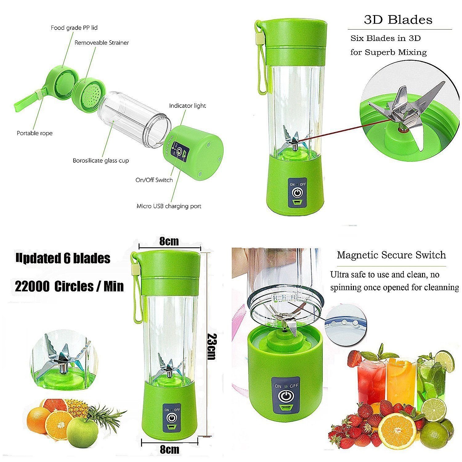 Portable USB Electric Fruit Juicer Handheld Vegetable Juice Maker 