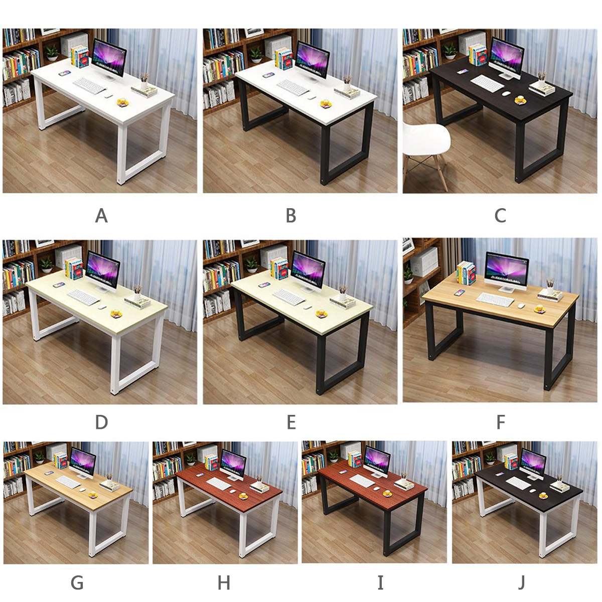 Computer Desk Study Writing Table for Home Office Modern Simple Style with Sturdy Metal Frame