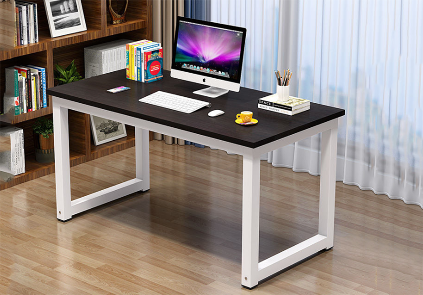 Computer Desk Study Writing Table for Home Office Modern Simple Style with Sturdy Metal Frame
