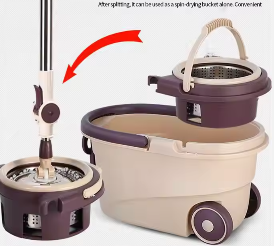 New Dual Drive Magic Cleaning Mops Hand Pressing Spin Mops with Water Home Kitchen Floor Cleaner Removable with Bucket Drop Mops