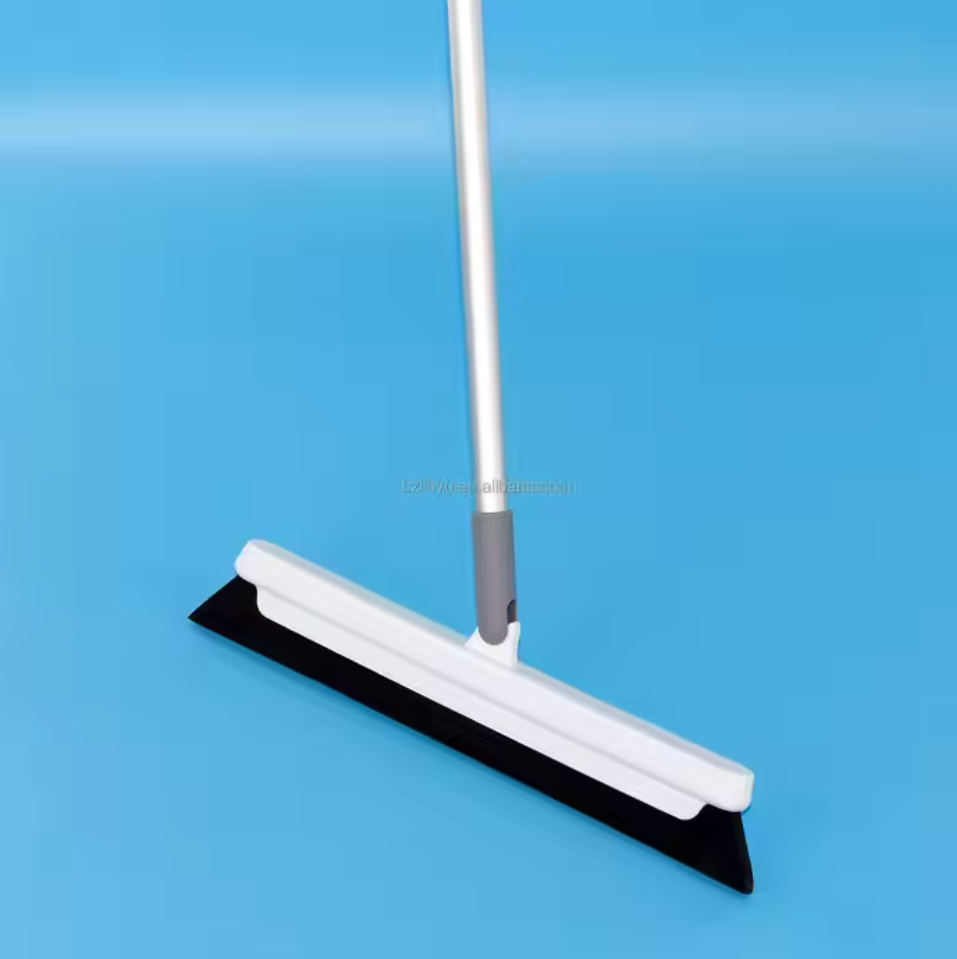 LINYU Eco-Friendly Indoor Cleaning Squeegee Plastic Handle Steel Head Soft Bristles White Screen Printing FLOOR Stocked Product