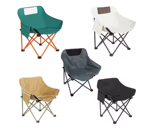 Convenient Carbon Steel Foldable Moon Chair for Fishing Camping Beach Use Outdoor Furniture Metal Lazy Chair